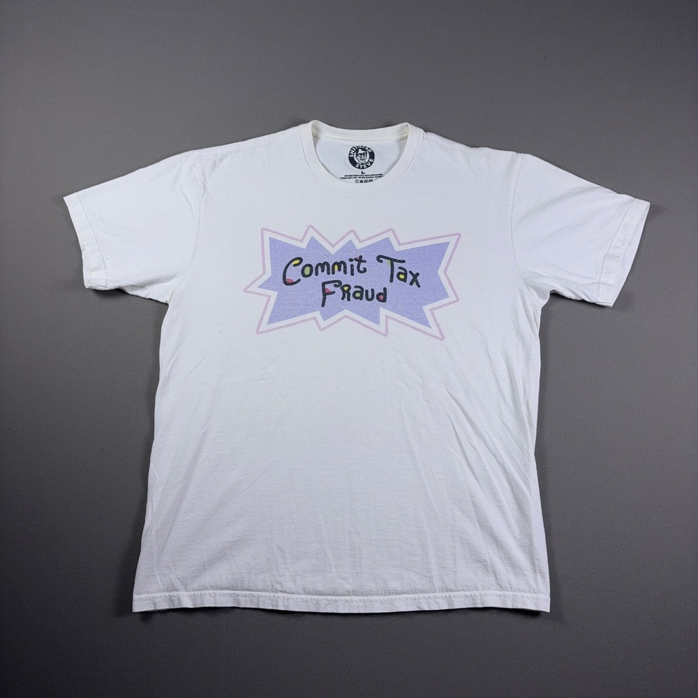 Shithead Steve Commit Tax Fraud Graphic T-Shirt Mens Large White Short Sleeve